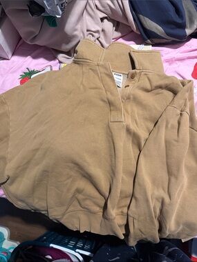 PINK Victoria's Secret Kids Tan Quarter-Button Pullover